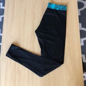 Pink by VS Black/Teal Logo Legging